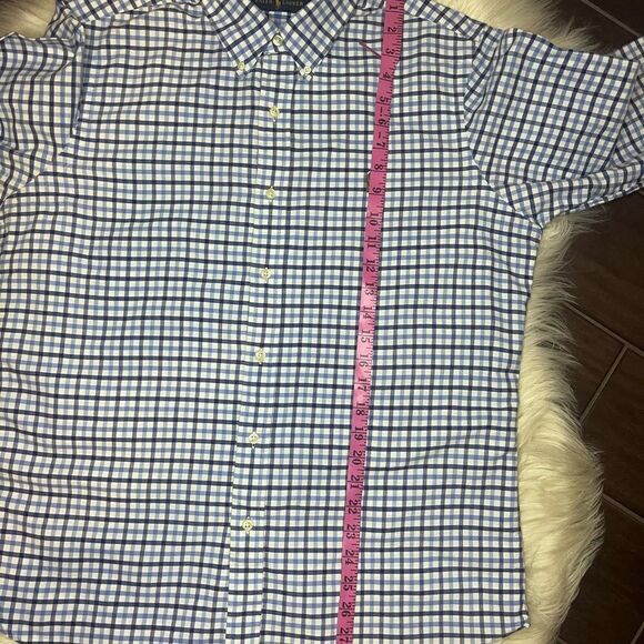 Ralph Lauren navy/baby blue checkered Longsleeved button down sz Medium - Picture 7 of 7